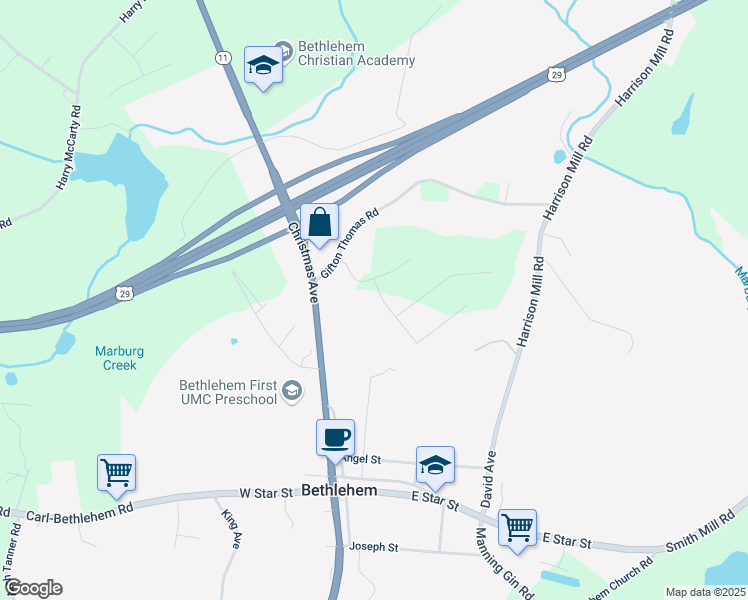 map of restaurants, bars, coffee shops, grocery stores, and more near 657 Thorn Brook Ridge in Bethlehem