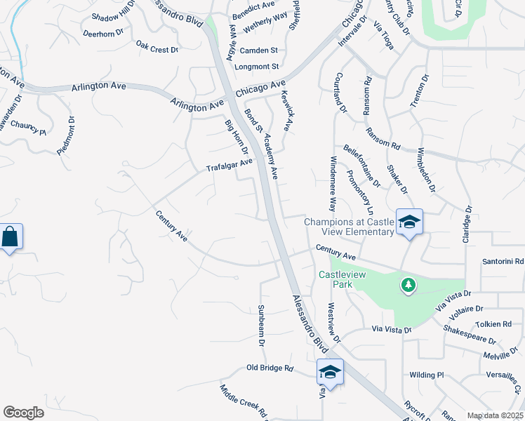 map of restaurants, bars, coffee shops, grocery stores, and more near 6196 Bluffwood Drive in Riverside