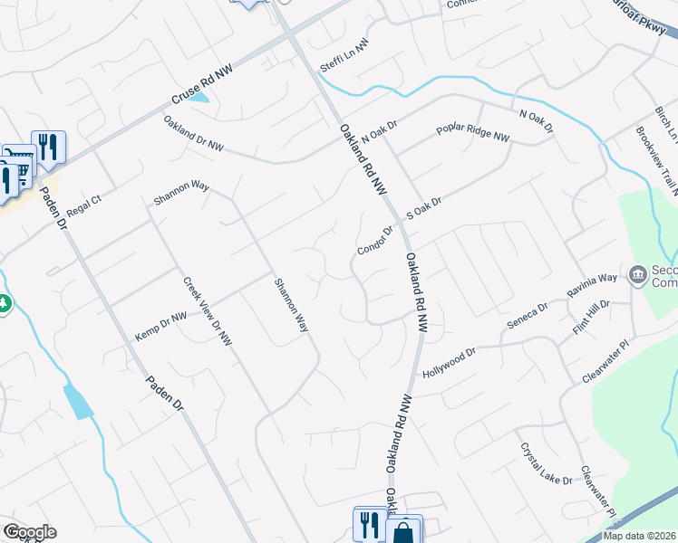 map of restaurants, bars, coffee shops, grocery stores, and more near 2181 Duck Hollow Trce in Lawrenceville