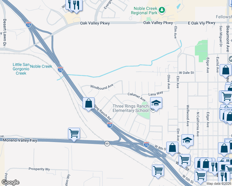 map of restaurants, bars, coffee shops, grocery stores, and more near 708 Calumet Avenue in Beaumont