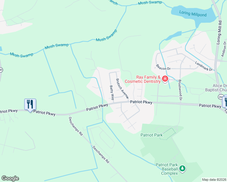 map of restaurants, bars, coffee shops, grocery stores, and more near 535 Batty Way in Sumter