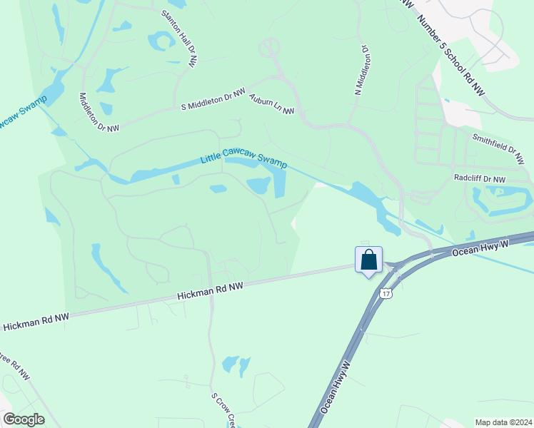 map of restaurants, bars, coffee shops, grocery stores, and more near 9189 Oldfield Road in Calabash