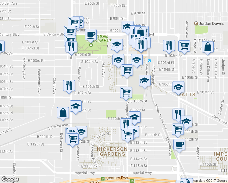 map of restaurants, bars, coffee shops, grocery stores, and more near 48 Firth Avenue in Los Angeles