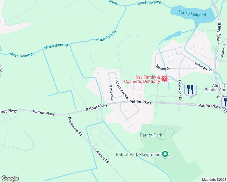 map of restaurants, bars, coffee shops, grocery stores, and more near 535 Batty Way in Sumter
