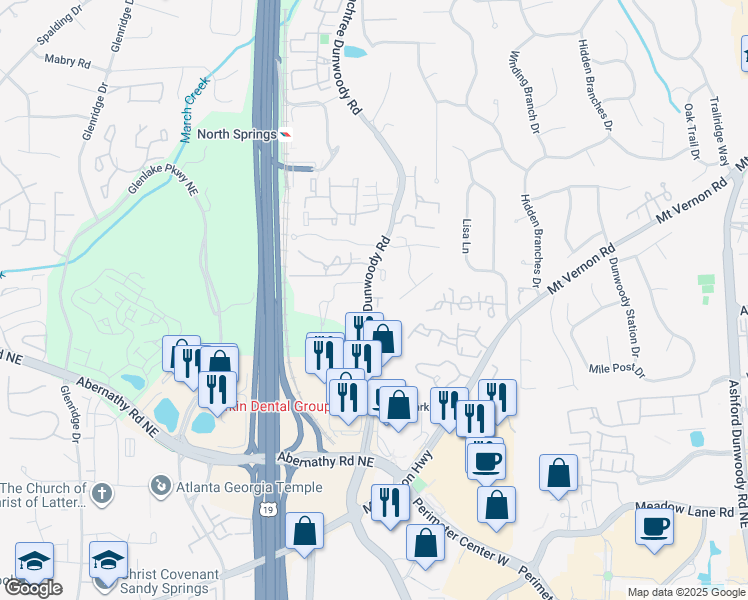 map of restaurants, bars, coffee shops, grocery stores, and more near 1055 Charles Towne Square in Atlanta