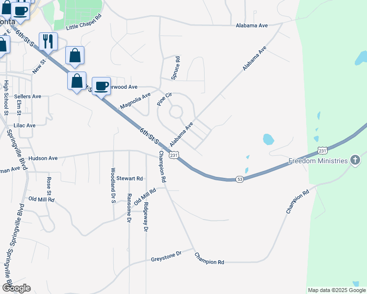 map of restaurants, bars, coffee shops, grocery stores, and more near 42 Pine Street in Oneonta