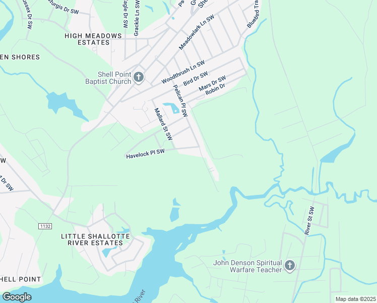 map of restaurants, bars, coffee shops, grocery stores, and more near 3280 Havelock Place Southwest in Shallotte