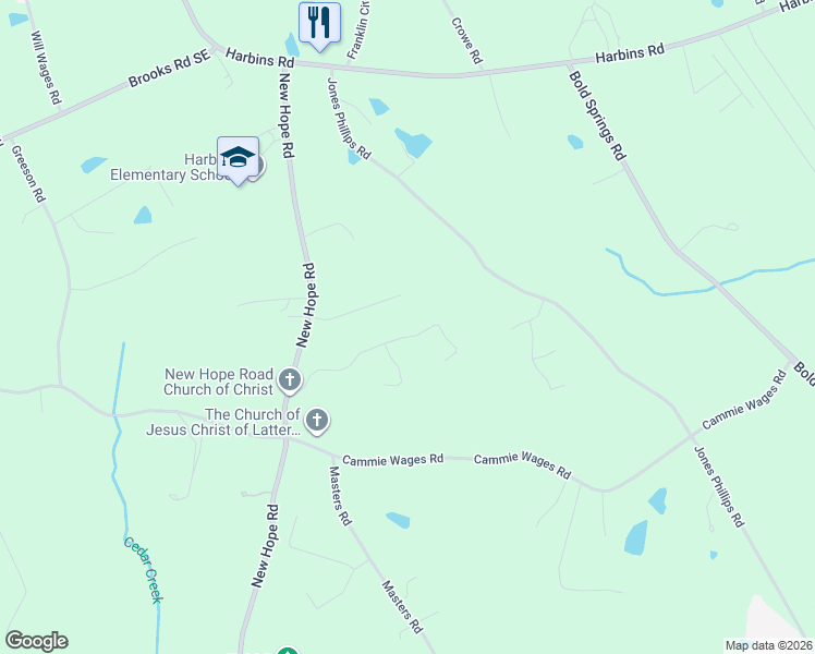map of restaurants, bars, coffee shops, grocery stores, and more near 2820 Jay Oak Drive in Dacula