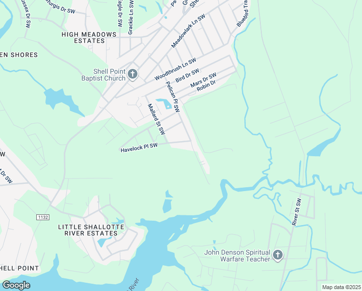map of restaurants, bars, coffee shops, grocery stores, and more near 3280 Havelock Place Southwest in Shallotte