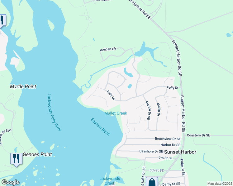 map of restaurants, bars, coffee shops, grocery stores, and more near 3275 Mooring Drive in Bolivia