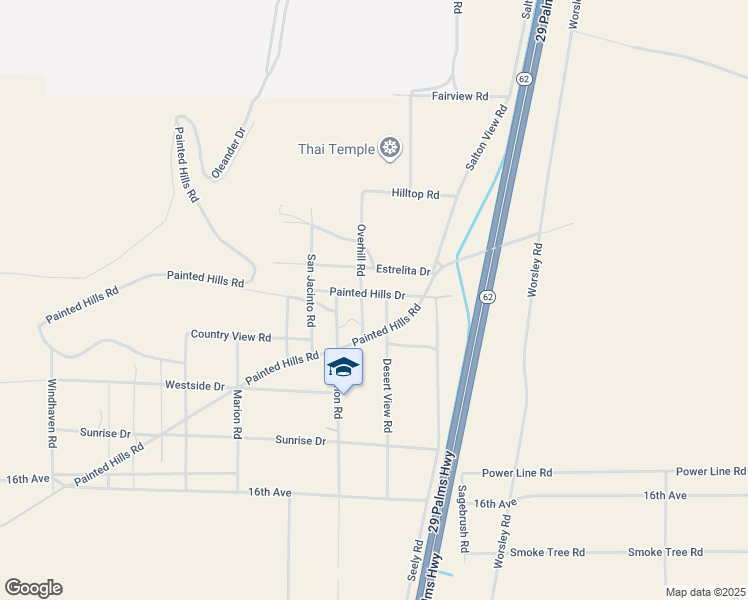 map of restaurants, bars, coffee shops, grocery stores, and more near 60781 Painted Hills Road in Whitewater