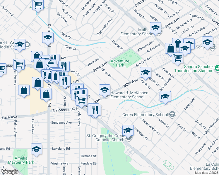 map of restaurants, bars, coffee shops, grocery stores, and more near 13834 Cornishcrest Road in Whittier