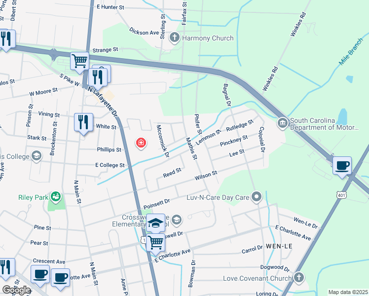 map of restaurants, bars, coffee shops, grocery stores, and more near 70 Lemmon Street in Sumter