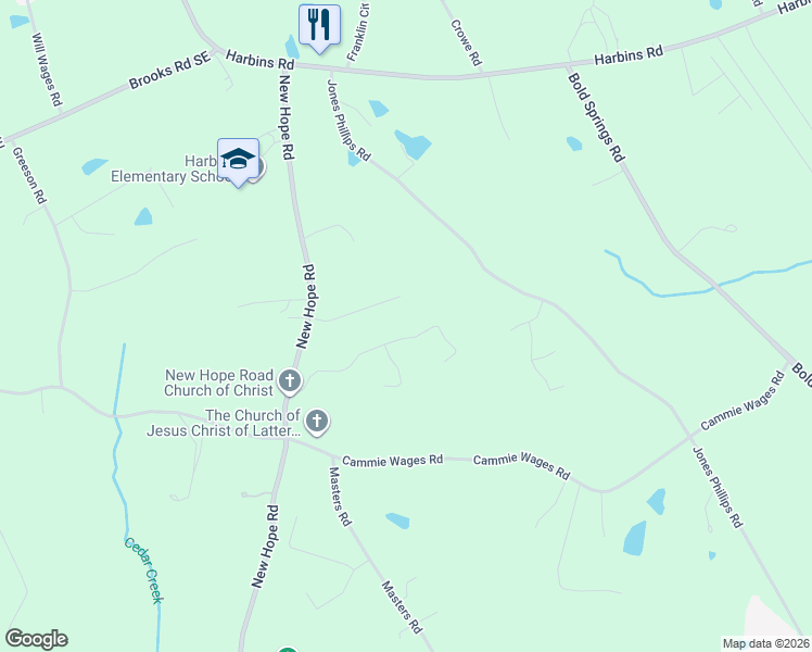 map of restaurants, bars, coffee shops, grocery stores, and more near 2820 Jay Oak Drive in Dacula