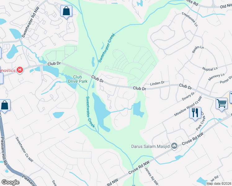 map of restaurants, bars, coffee shops, grocery stores, and more near 1200 Country Court in Lawrenceville