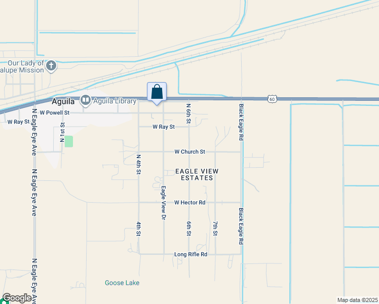 map of restaurants, bars, coffee shops, grocery stores, and more near West Church Street in Aguila