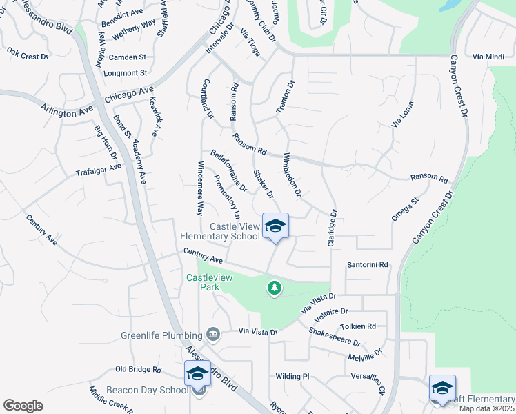 map of restaurants, bars, coffee shops, grocery stores, and more near 6171 Oswego Drive in Riverside