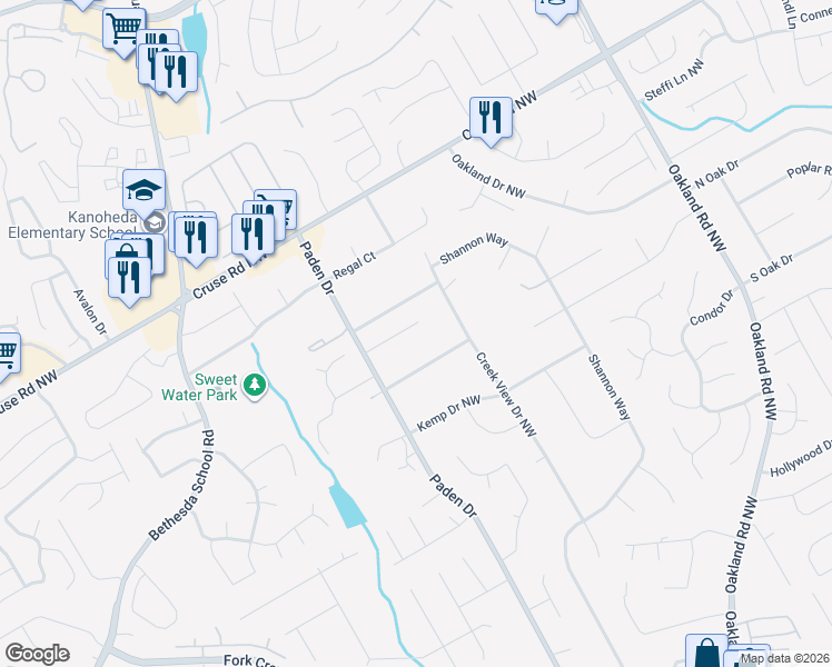 map of restaurants, bars, coffee shops, grocery stores, and more near 2420 Lansdowne Court Northwest in Lawrenceville