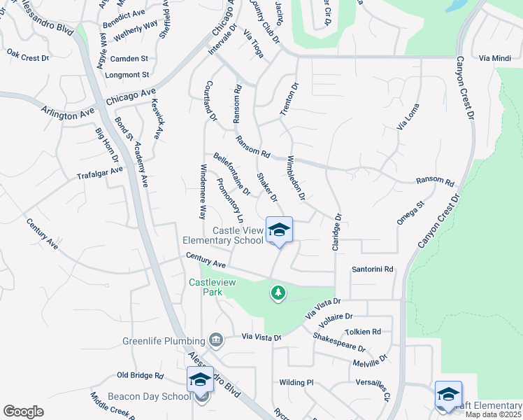 map of restaurants, bars, coffee shops, grocery stores, and more near 6171 Oswego Drive in Riverside