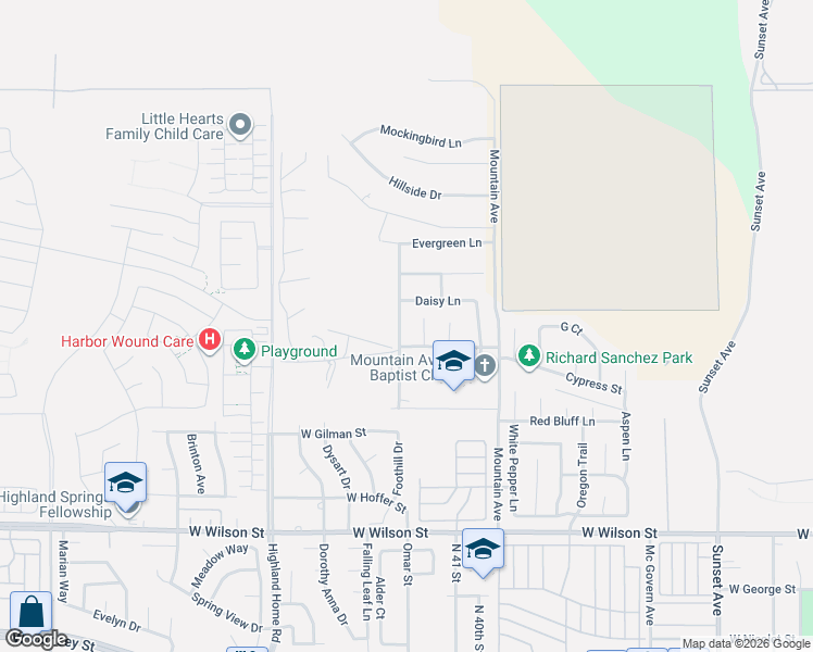 map of restaurants, bars, coffee shops, grocery stores, and more near 1560 Foothill Drive in Banning