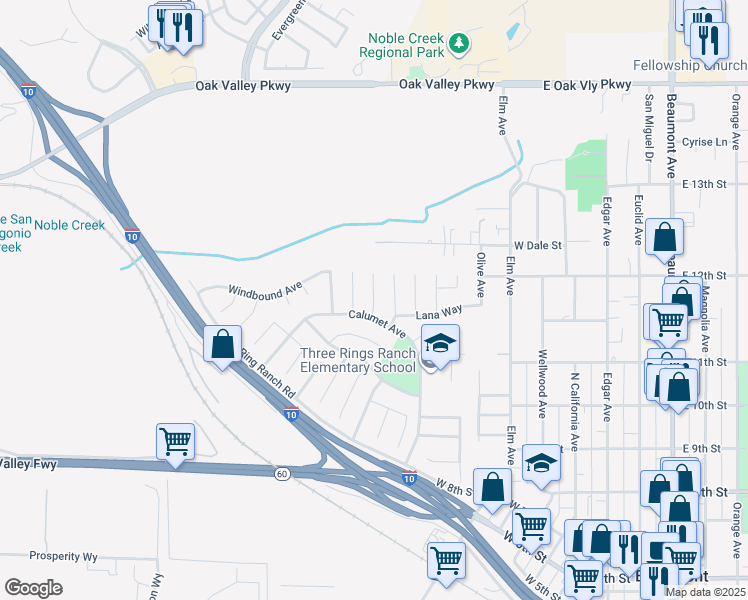 map of restaurants, bars, coffee shops, grocery stores, and more near 1165 Sagamore Circle in Beaumont