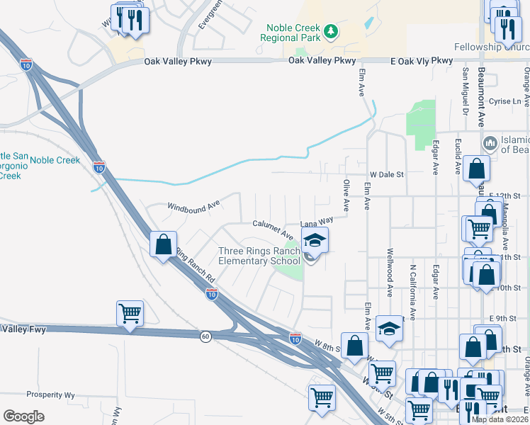 map of restaurants, bars, coffee shops, grocery stores, and more near 1165 Sagamore Circle in Beaumont