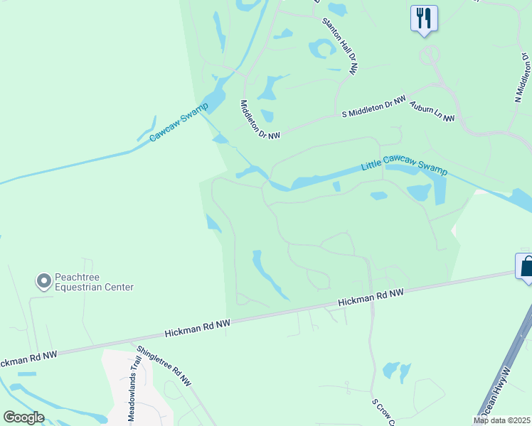 map of restaurants, bars, coffee shops, grocery stores, and more near 429 Crow Creek Drive Northwest in Calabash