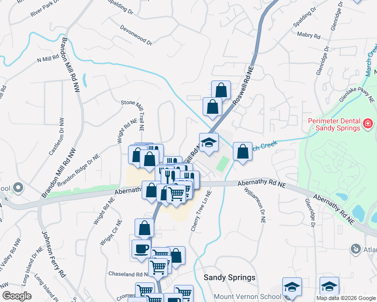 map of restaurants, bars, coffee shops, grocery stores, and more near in Sandy Springs