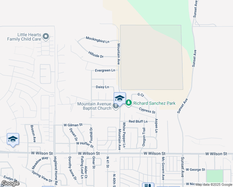 map of restaurants, bars, coffee shops, grocery stores, and more near 1558 Bilberry Lane in Banning