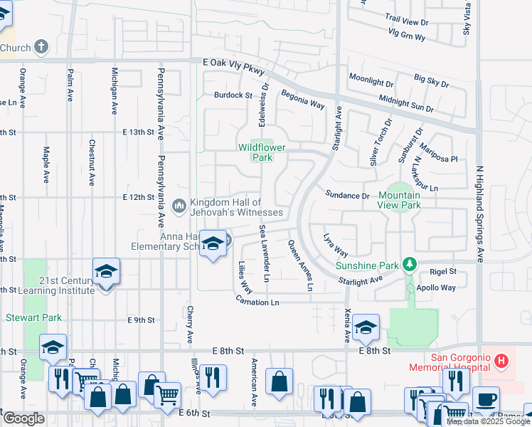 map of restaurants, bars, coffee shops, grocery stores, and more near 1140 Sea Lavender Lane in Beaumont