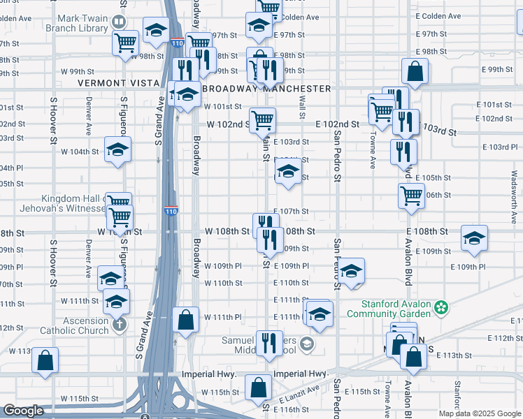map of restaurants, bars, coffee shops, grocery stores, and more near in Los Angeles
