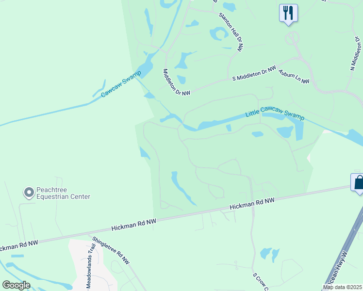 map of restaurants, bars, coffee shops, grocery stores, and more near 429 Crow Creek Drive Northwest in Calabash
