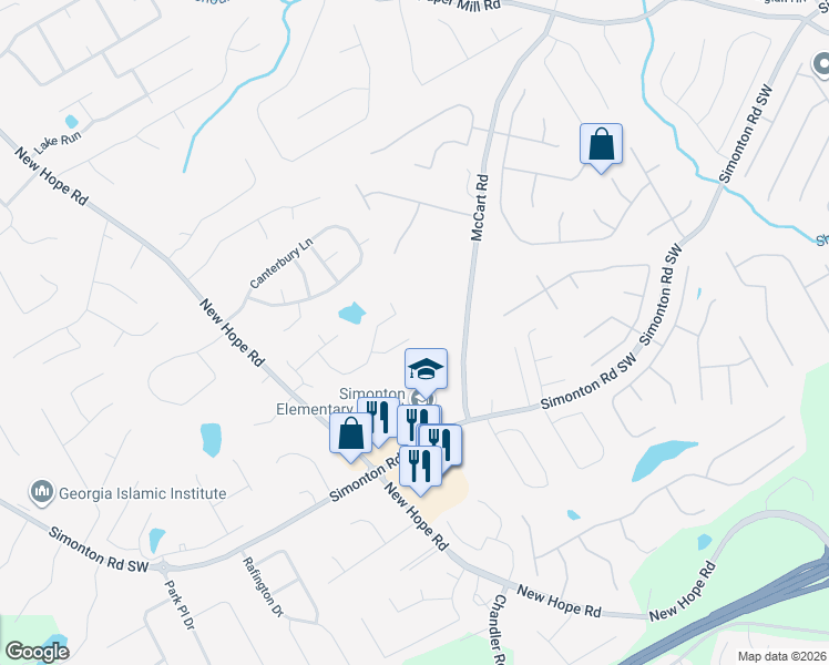 map of restaurants, bars, coffee shops, grocery stores, and more near 139 Adams Lake Court in Lawrenceville