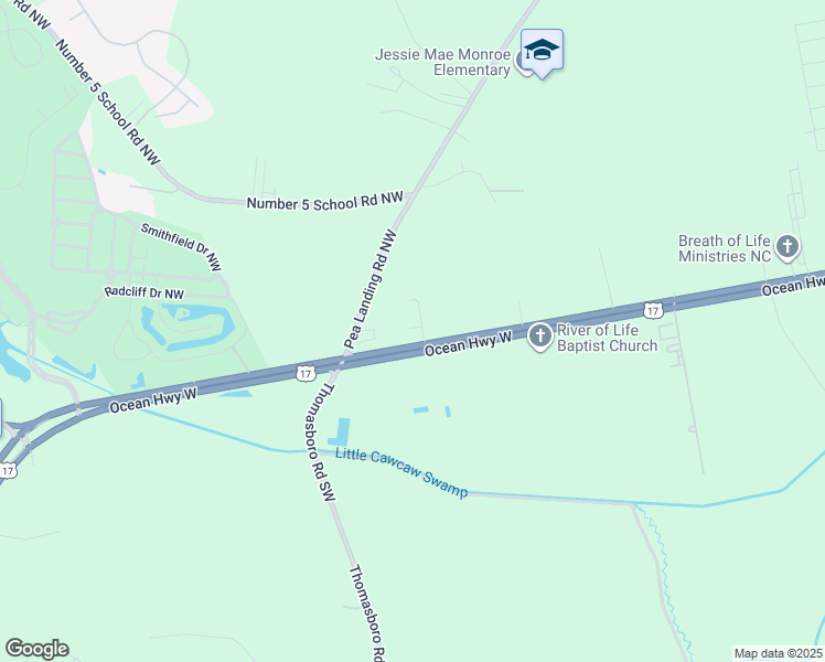 map of restaurants, bars, coffee shops, grocery stores, and more near 8551-8571 Ocean Hwy W in Sunset Beach