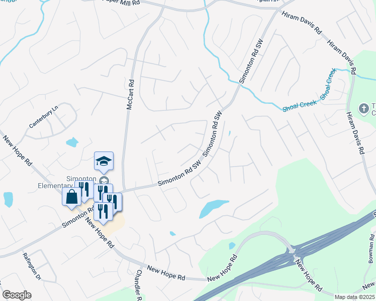 map of restaurants, bars, coffee shops, grocery stores, and more near 855 Madison Chase Way in Lawrenceville