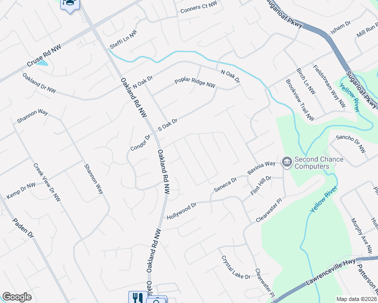 map of restaurants, bars, coffee shops, grocery stores, and more near 562 Woodburn Lane in Lawrenceville