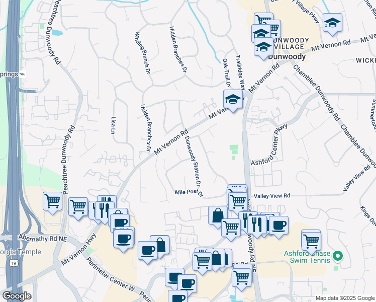 map of restaurants, bars, coffee shops, grocery stores, and more near 4824 Dunwoody Station Drive in Dunwoody