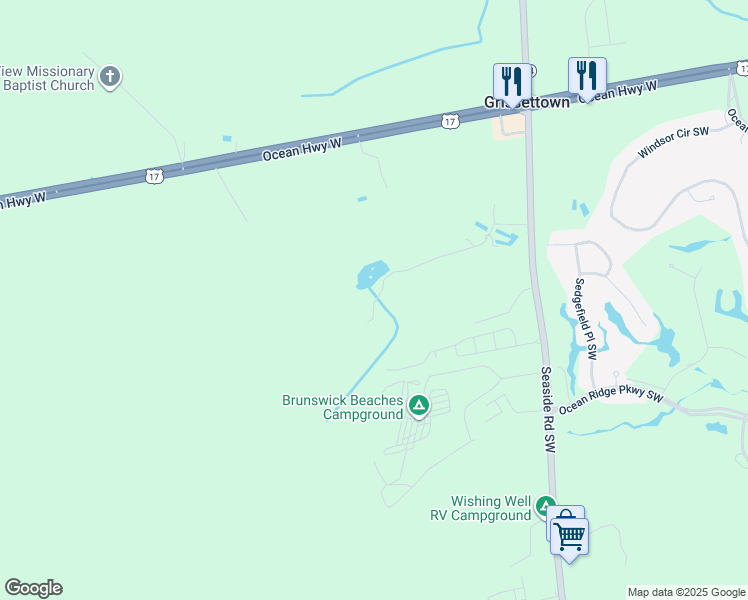 map of restaurants, bars, coffee shops, grocery stores, and more near 7256 Farm Loop Path Southwest in Sunset Beach
