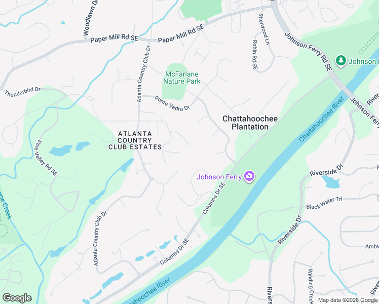 map of restaurants, bars, coffee shops, grocery stores, and more near 4616 Chattahoochee Crossing Southeast in Marietta