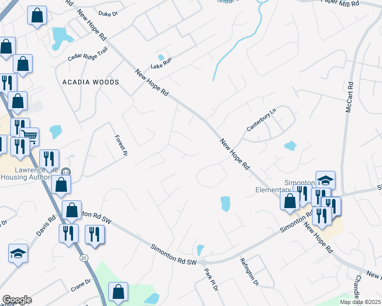 map of restaurants, bars, coffee shops, grocery stores, and more near 671 Marble Arch Avenue in Lawrenceville