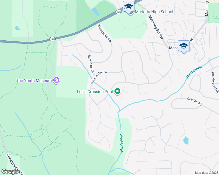 map of restaurants, bars, coffee shops, grocery stores, and more near 564 Lees Trce in Marietta