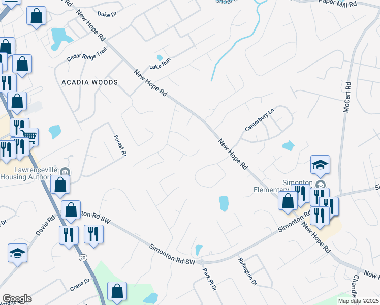 map of restaurants, bars, coffee shops, grocery stores, and more near 671 Marble Arch Avenue in Lawrenceville
