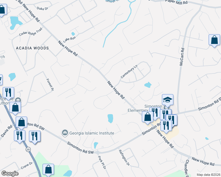 map of restaurants, bars, coffee shops, grocery stores, and more near 97 Ruth Street in Lawrenceville