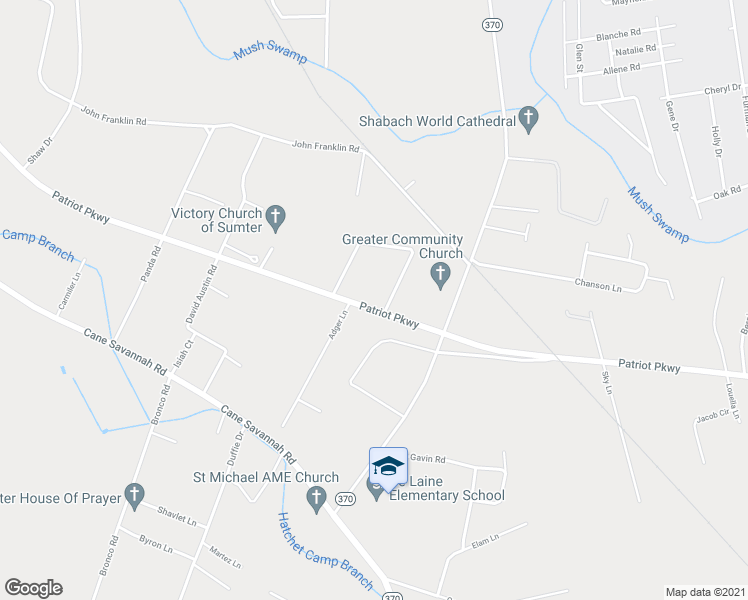 map of restaurants, bars, coffee shops, grocery stores, and more near 700 Orlando Circle in Sumter