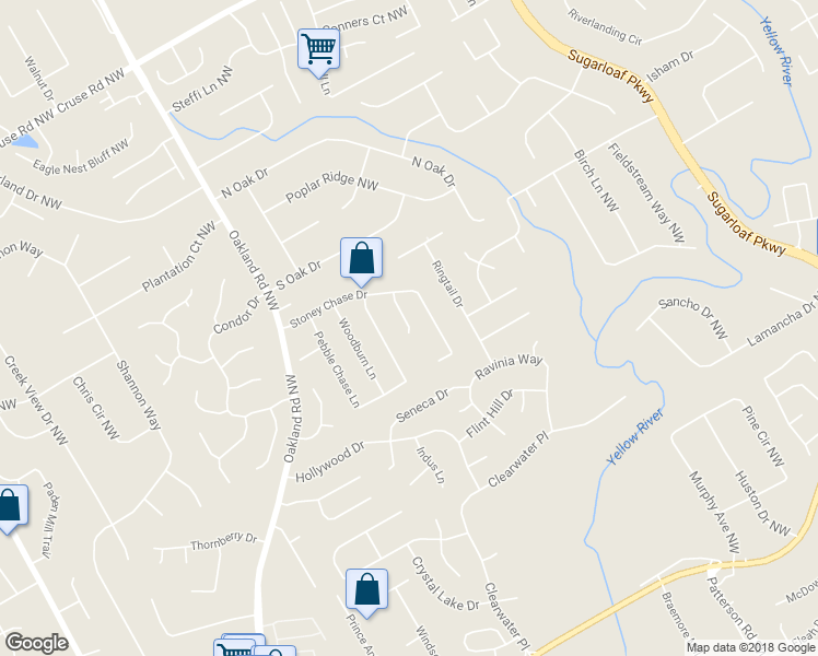 map of restaurants, bars, coffee shops, grocery stores, and more near 519 Granite Court Northwest in Lawrenceville