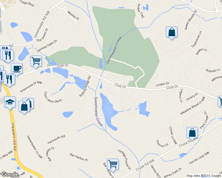 map of restaurants, bars, coffee shops, grocery stores, and more near 1146 Country Court in Lawrenceville