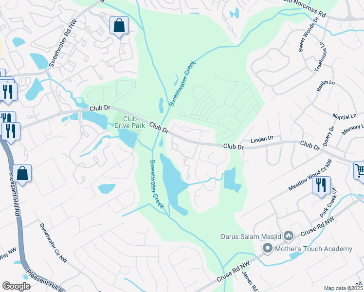 map of restaurants, bars, coffee shops, grocery stores, and more near 1144 Country Court in Lawrenceville
