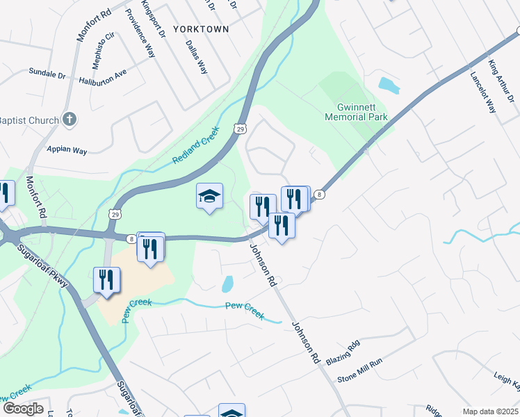 map of restaurants, bars, coffee shops, grocery stores, and more near 1155 Lawrenceville Highway in Lawrenceville