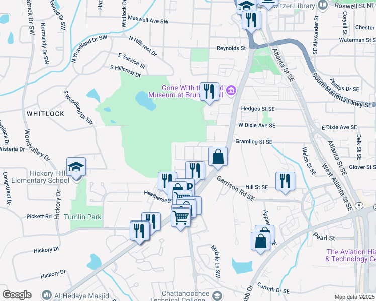 map of restaurants, bars, coffee shops, grocery stores, and more near 553 Onyx Landing in Marietta