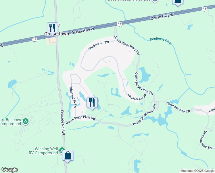 map of restaurants, bars, coffee shops, grocery stores, and more near 274 Brookshire Place Southwest in Ocean Isle Beach